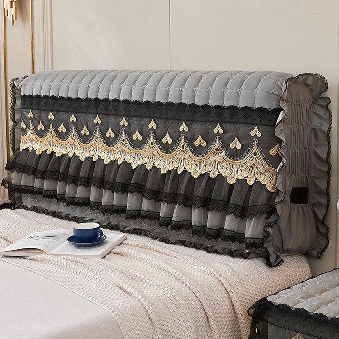 All-inclusive Short Plush Quilted Headboard Cover King Twin Size Lace Bed Head Cover Dustproof Bed Backrest Cover