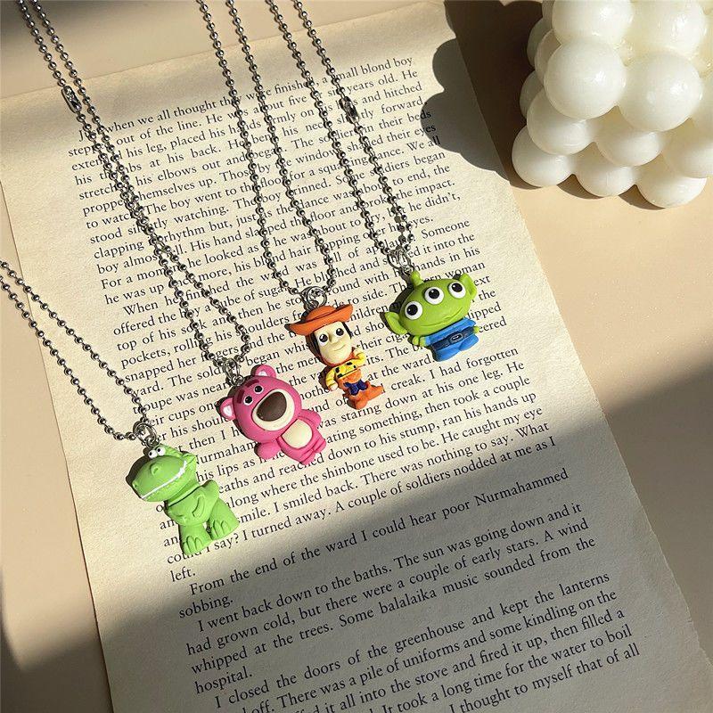 New Disney Toy Story Woody Buzz Lightyear Alien Anime Cartoon Necklace Creative Personality Clavicle Chain Clothing Accessories