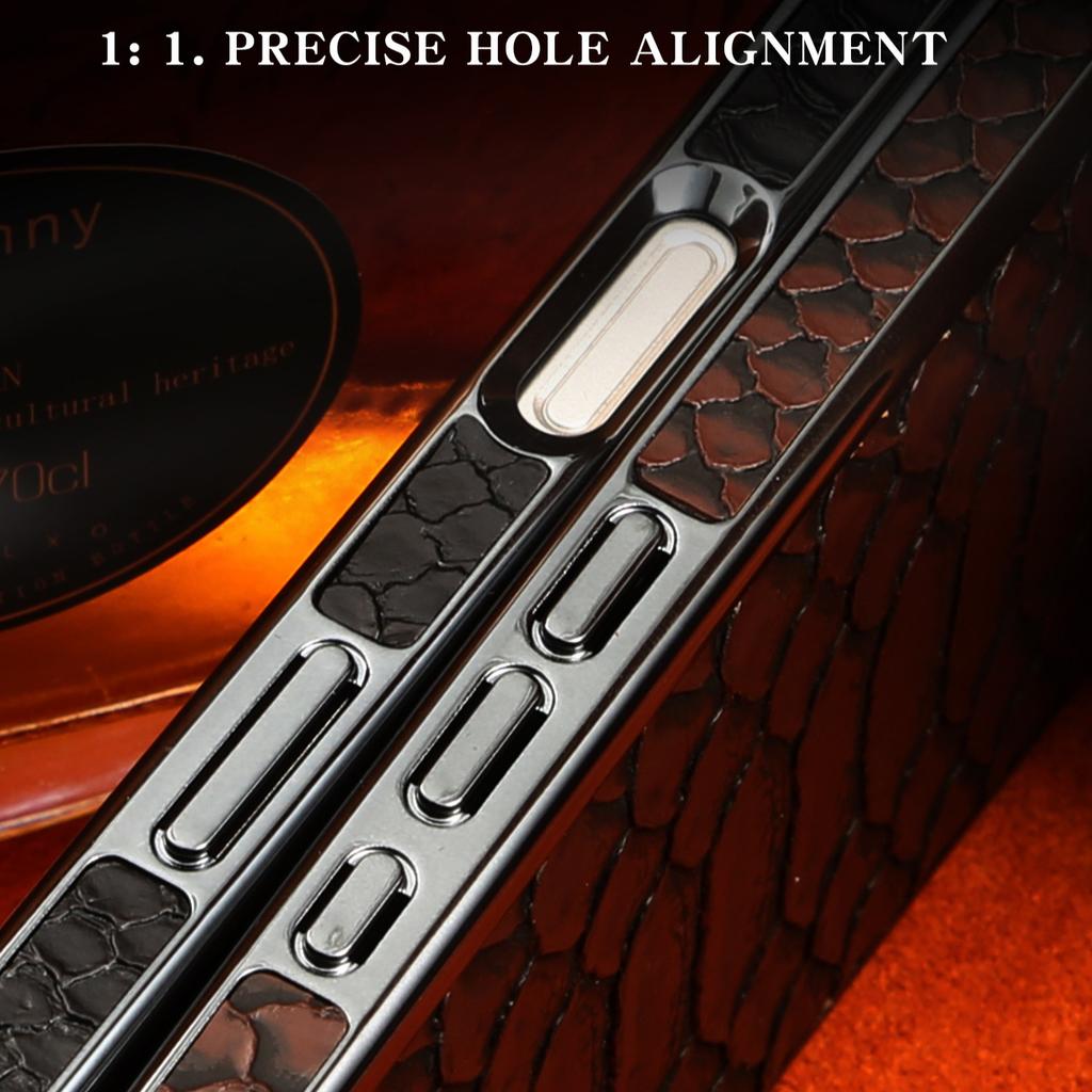 Plating Bumper High-end Leather Case for iPhone 17 Pro Max 17 Air 16 Plus 15 14 13 12 Snakeskin Pattern Soft Edge Phone Cover