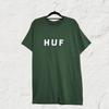 HUF Essentials Logo T-Shirt – Forest Green – Streetwear Tee – Size M