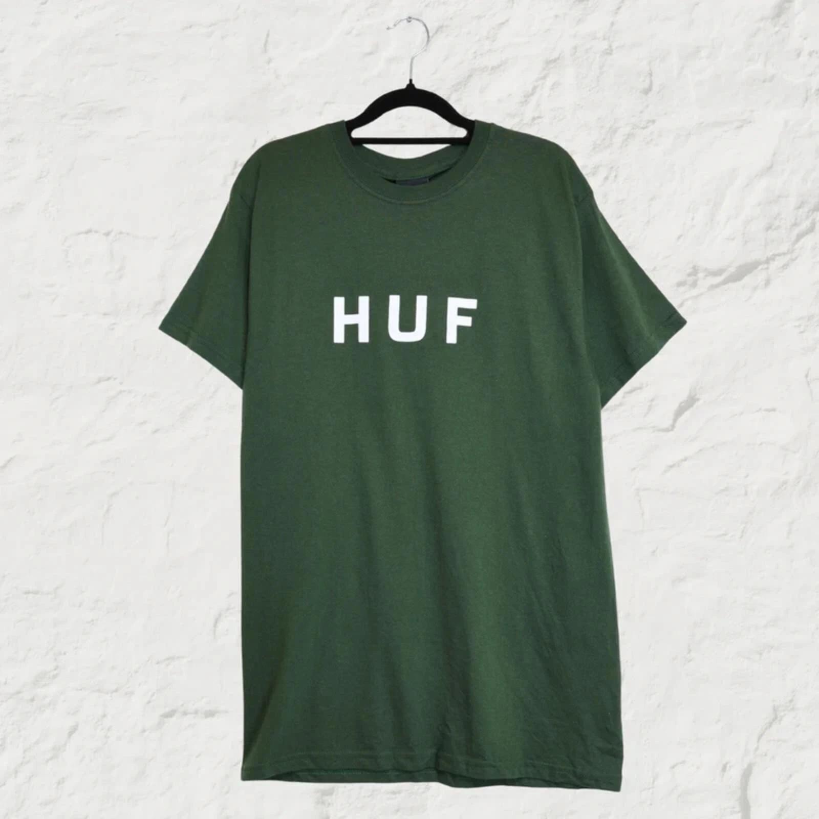 HUF Essentials Logo T-Shirt – Forest Green – Streetwear Tee – Size M L