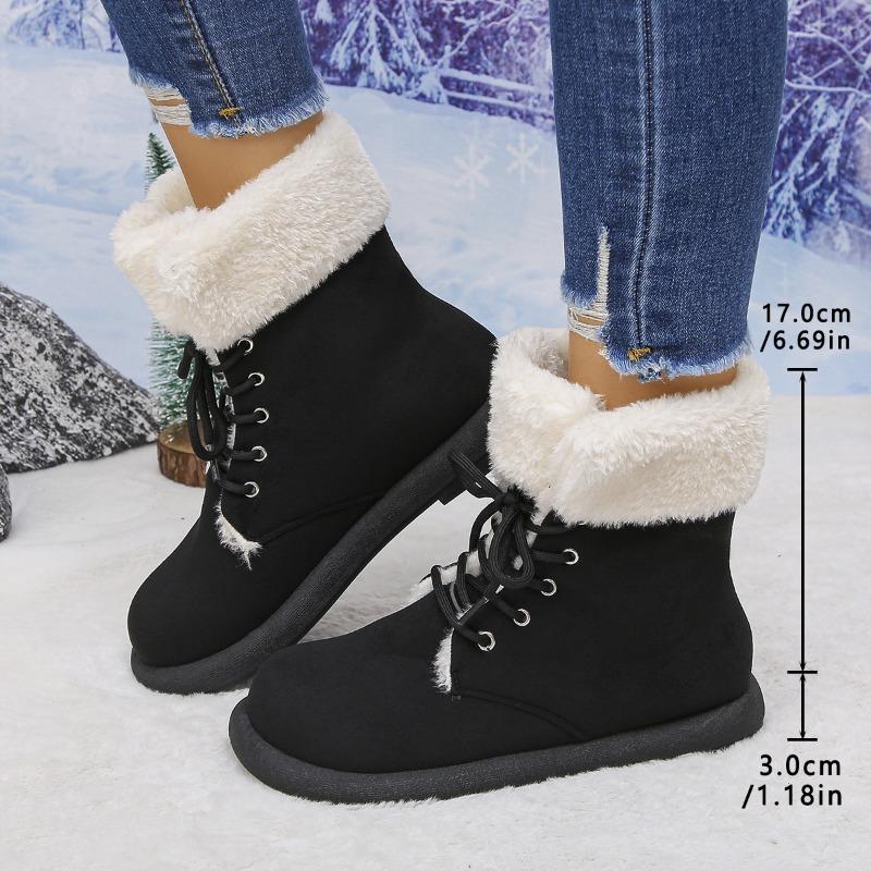 Winter New Block Heel Snow Boots Warm Fleece Lined