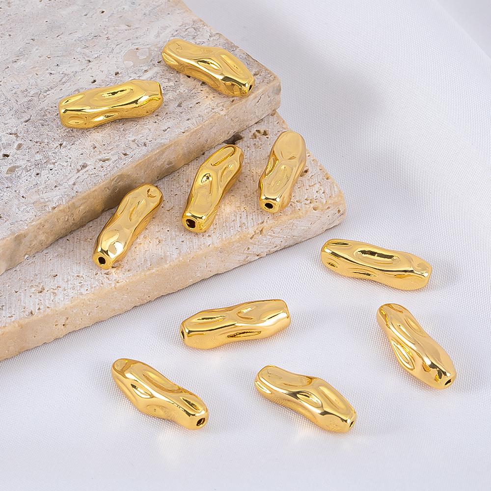 1pc 2Pcs 18mm 18K Gold Color Plated Brass Threaded Long Tube Beads Separator for DIY Bracelet Jewelry Making Material Accessorie