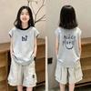 Stylish Girls' Colorblock Round Neck Sleeveless Cotton Top - Summer New Arrivals for Medium & Large Children