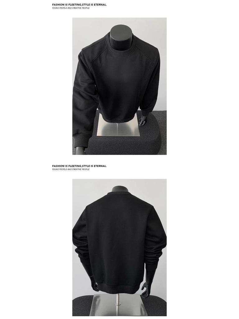 Men's Plus Size Heavyweight Crewneck Hoodie - Fleece Lined, Loose Fit, Long Sleeve, Trendy for Autumn and Winter