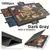 1000pcs Puzzle Board With 6 Sliding Drawers - Portable Non-Slip Organizer, Durable Storage for Home/Travel, Also Decor Panel