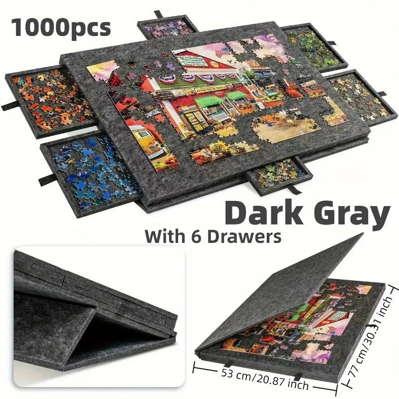 1000-teiliges Puzzlebrett mit 6 Schiebeladen - Tragbarer rutschfester Organizer, Langlebige Aufbewahrung für Zuhause/Reisen, Auch Dekorplatte