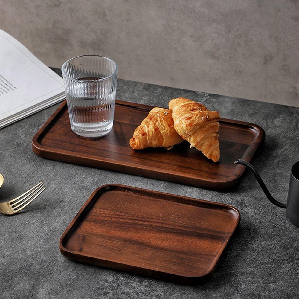 Solid Wood Black Walnut Tea Tray Household Kitchen Serving Platter  Kitchen Supplies