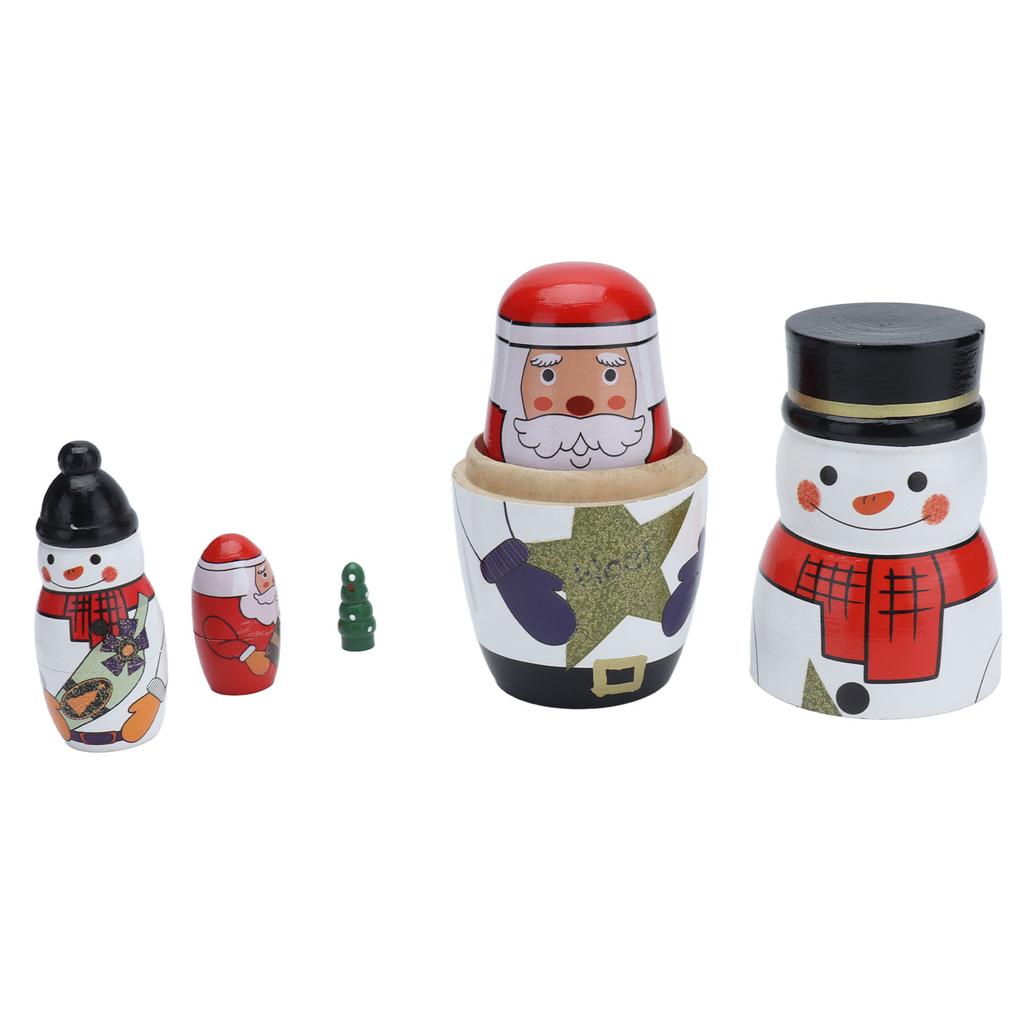 5pcs Nesting Dolls Glossy Round Unique Christmas Style Attractive Decorative Ornaments for Festive