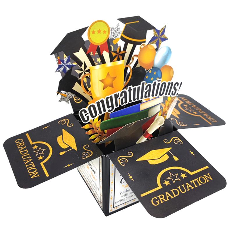 Paper 3D Pop Up Graduation Greeting Card Handmade Wishing Congrats Grad Card Unique Funny Graduation Gift Card Party Decoration
