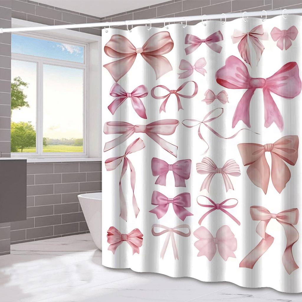Santa Claus'S Bow Tie Washable Dirt-Resistant Shower Curtain Shower Head Waterproof Polyester Bath Curtain For Home Decor