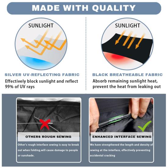 2Pcs Car Windshield Sunshade UV Rays Sun Protection Heat Blocking Foldable Universal SUV Truck Automotive Front Window Sun Visor Protector Cover
