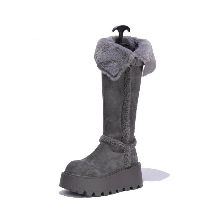 Cotton Boots with Fleece, Snow Boots for Women, Versatile and Stylish High-heeled Shoes, Long Boots
