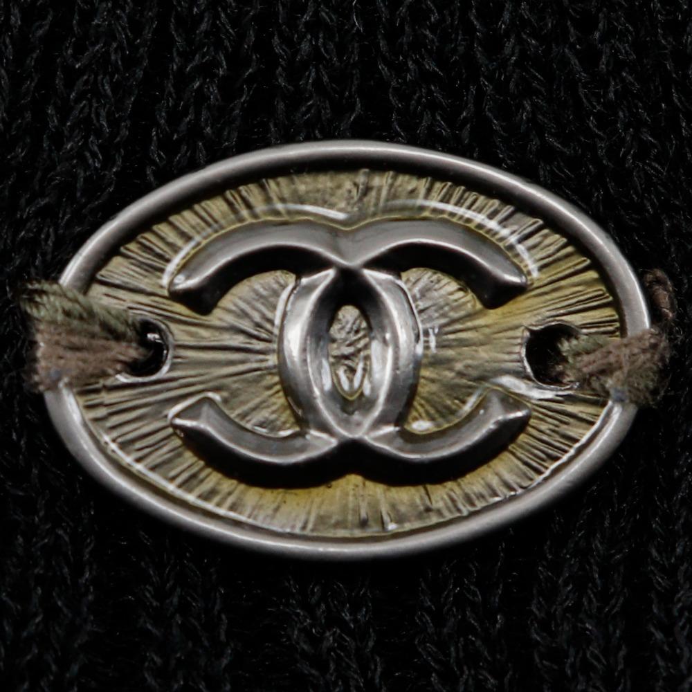 Chanel Short Sleeve Knit P28461K00111 06P COCO Mark Summer Knit Black cotton/Nylon Women Used