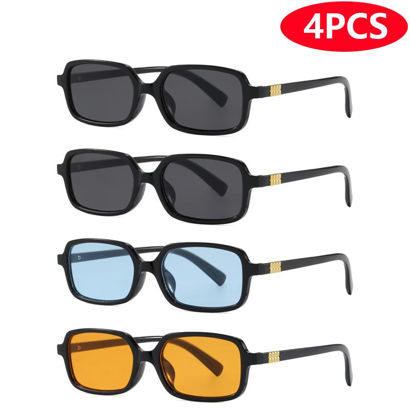 4pcs/6pcs New Small Square Sunglasses Sets Women Retro Eyeglasses Minimalist Style Design Sunshade UV400 Glasses Unisex