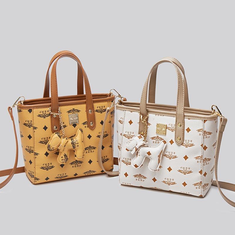 Printed bucket bag women's new autumn and winter niche handbag vegetable basket versatile commuter shoulder messenger bag