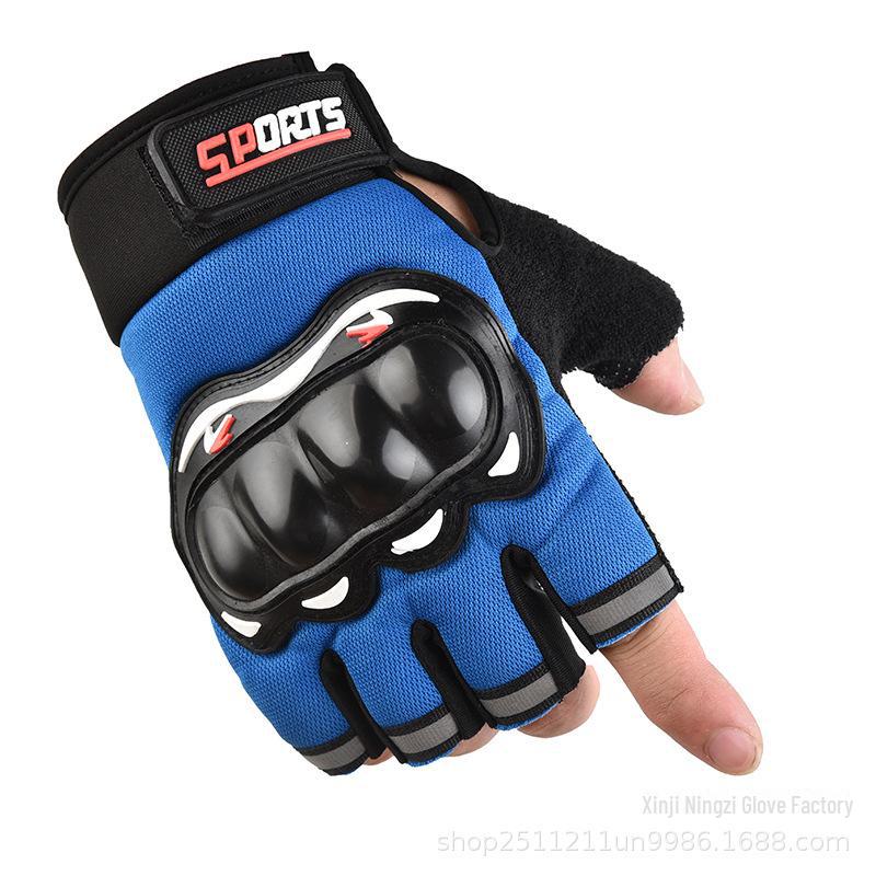 

Мотоциклетные тактические перчатки унисекс с полупальцами — противоскользящие, износостойкие для езды и спорта One Size синий