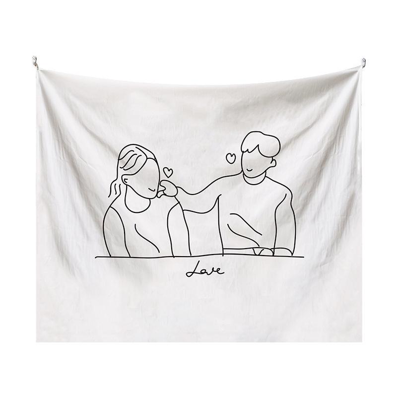 Couple Abstraction Tapestry Home Bedroom Hanging Dormitory Decoration Background Decor White Line Art Wall Hanging Tapestry