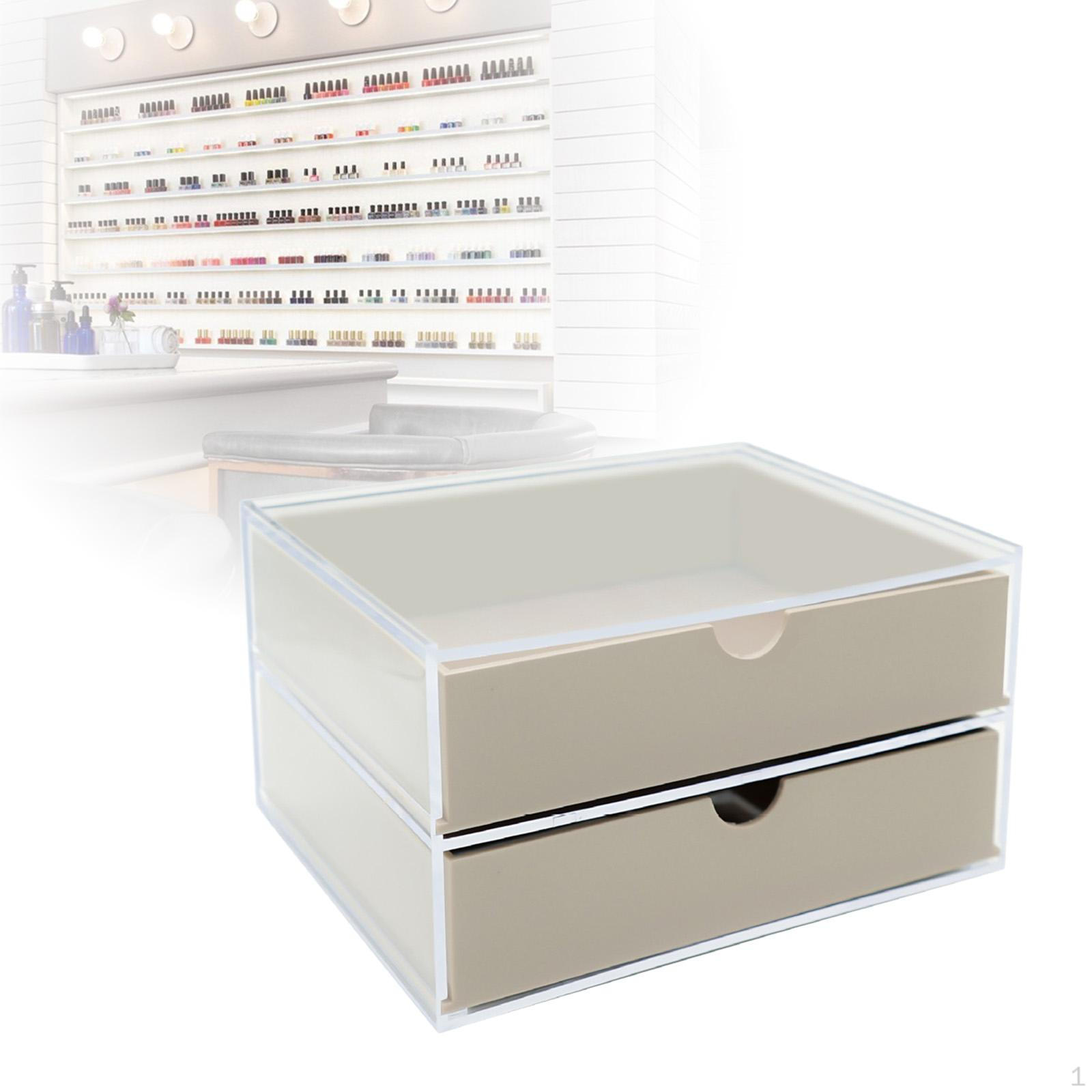 Acrylic Nail Organizer 2 Layers Makeup Case Storage Box