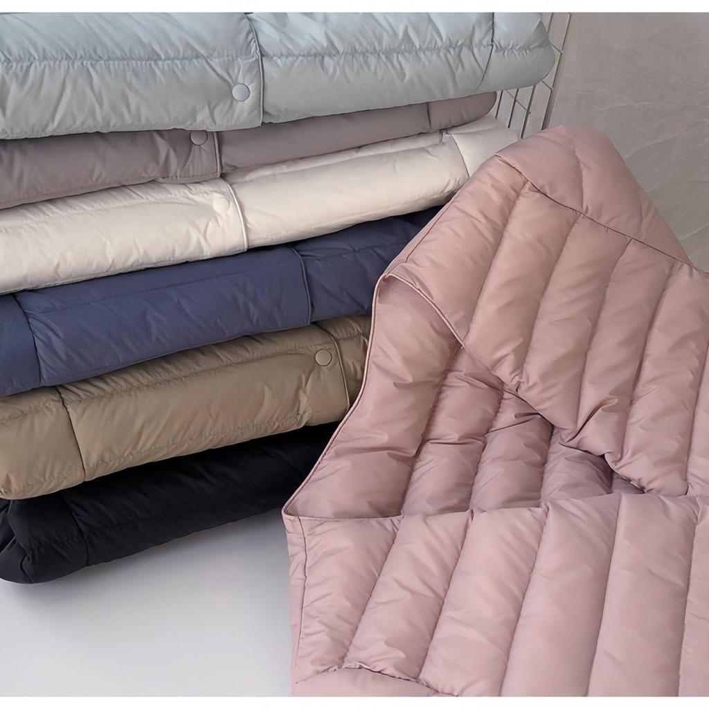 Women's 90% White Duck Down Lightweight Short Jacket - Round Neck, Solid Color, Warm and Collarless for Autumn/Winter