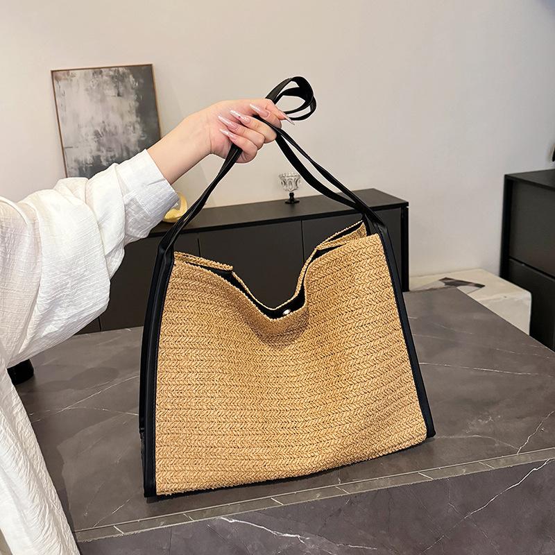 

Tote bag women s large-capacity new summer casual woven straw bag seaside vacation wind beach bag хаки