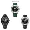 Najnowsze modne zegarki sportowe Wielofunkcyjne wskazówki Wodoodporny, świecący skórzany pasek z podwójnym wyświetlaczem Luksusowe męskie zegarki biznesowe