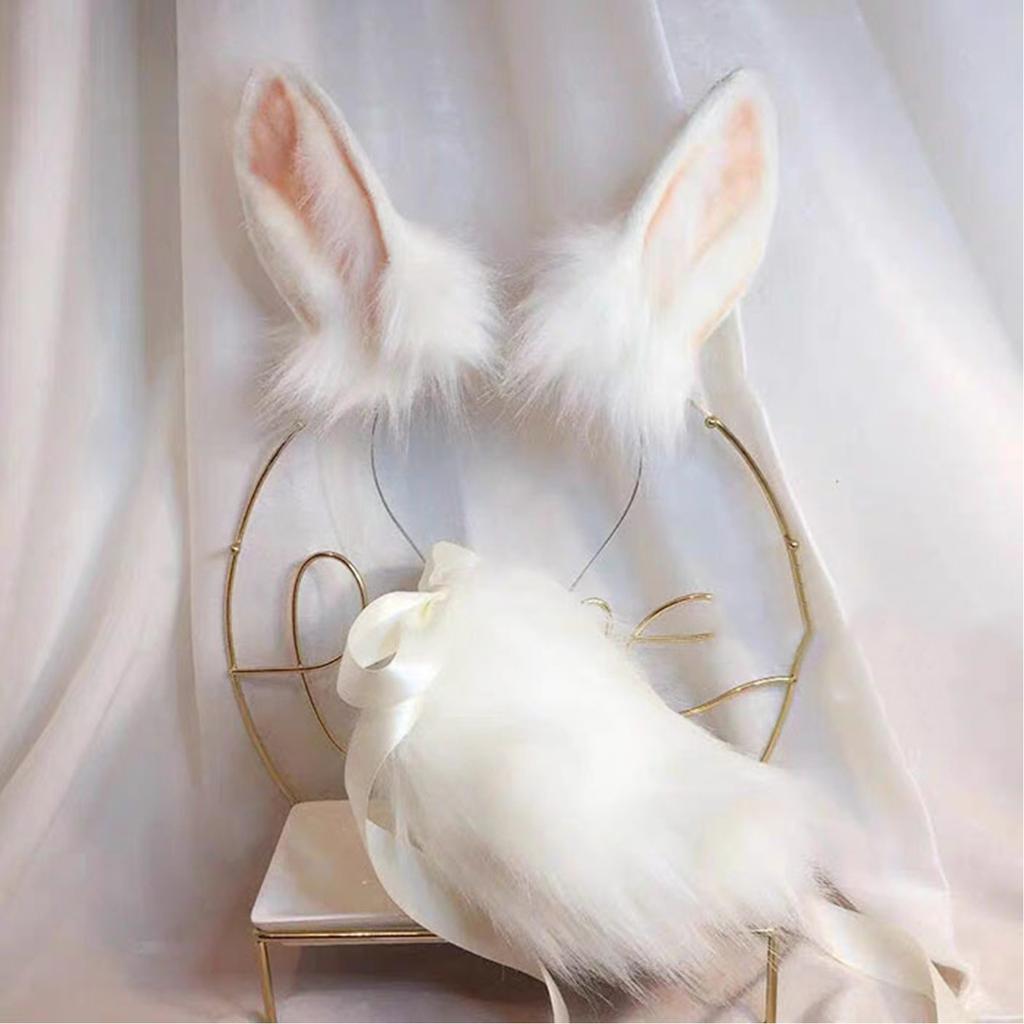 Rabbit Ear Headband Tail Girls Cosplay Accessories Beast Ears Fursuit Masquerade Cosplay Party