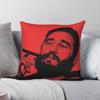 Junge Fidel Castro Zigarre rauchend Quadratische Kissenhülle Polyester Leinen Samtmuster Dekor Kissenbezug Sofa Sitzkissen x