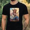 Men's T-Shirt Cowgirl Plays Banjo Motif Cotton Size XS To 5XL