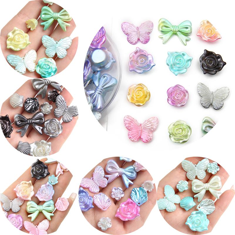 20g/pose Super Flott Kremgradient Rose Sløyfe Perlebesatt DIY Armbånd Halskjede Dekorative Håndtilbehør