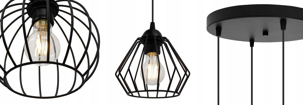 BLACK WIRE HANGING LAMP LOFT CHANDELIER MIX