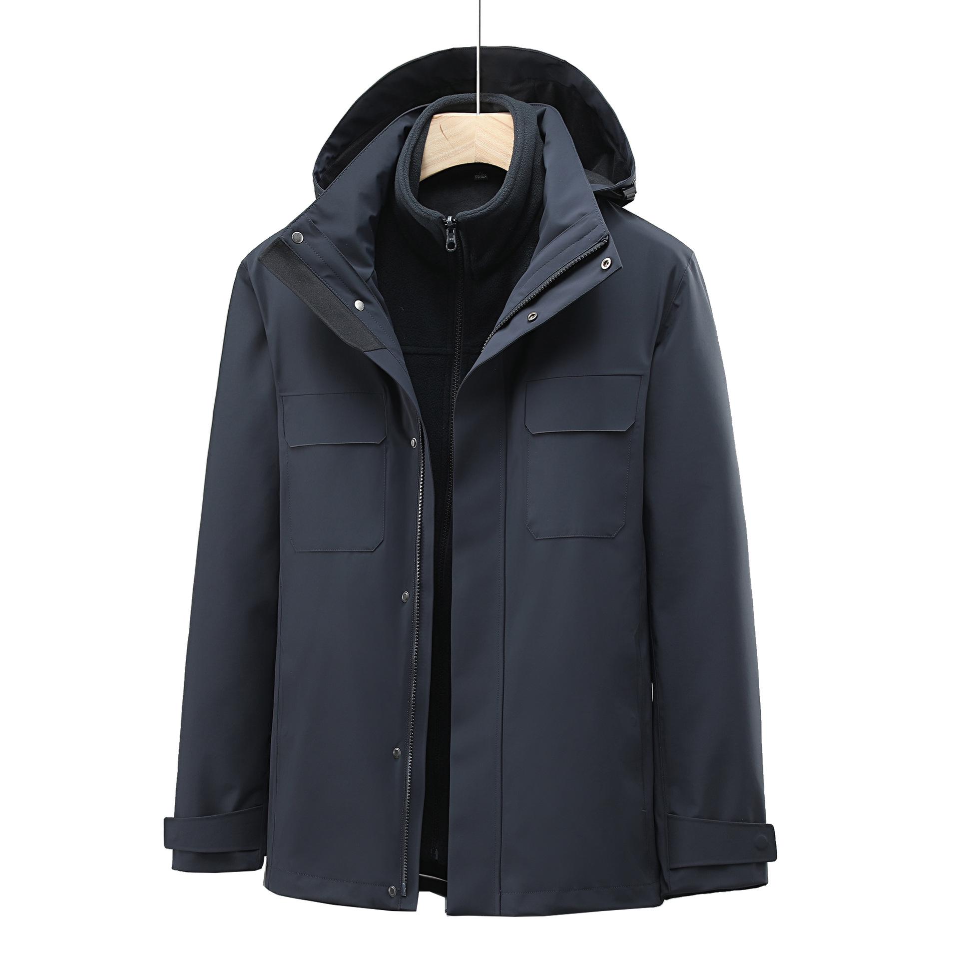 

Мужская водонепроницаемая ветрозащитная утолщенная куртка три в одном для пешего туризма S