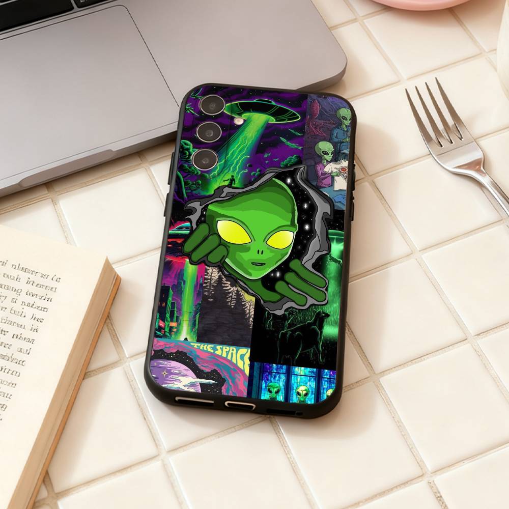 Singular Space UFO Alien phone Case For Samsung Galaxy A73,A72,A71,A70,A53,A52,A51,Others Soft Black Shell Samsung a32 5g