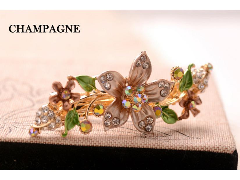 Épingles à cheveux florales rétro peintes à la main pour femmes - Pinces à ressort pour chignons