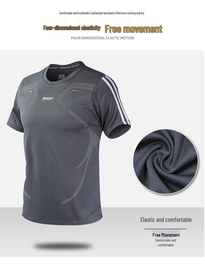 Men's Quick-Dry Short-Sleeve Sports Suit for Summer Fitness and Casual Running