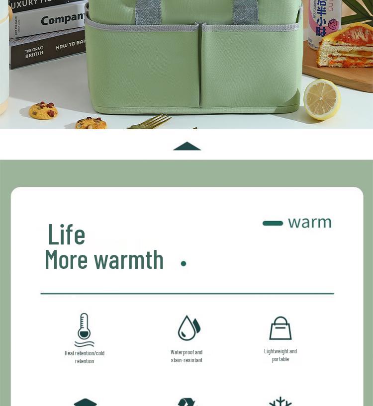 Koreanischer Stil Große Kapazität Isolierte Lunchtasche – Mehrere Taschen und Tragbar für die Arbeit oder den Außenbereich