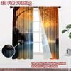 2D Flat Printing 2pcs Party Curtain Autumn Forest Waterfall Nature Digital Printed Polyester Drapes Family Party Decoration Use