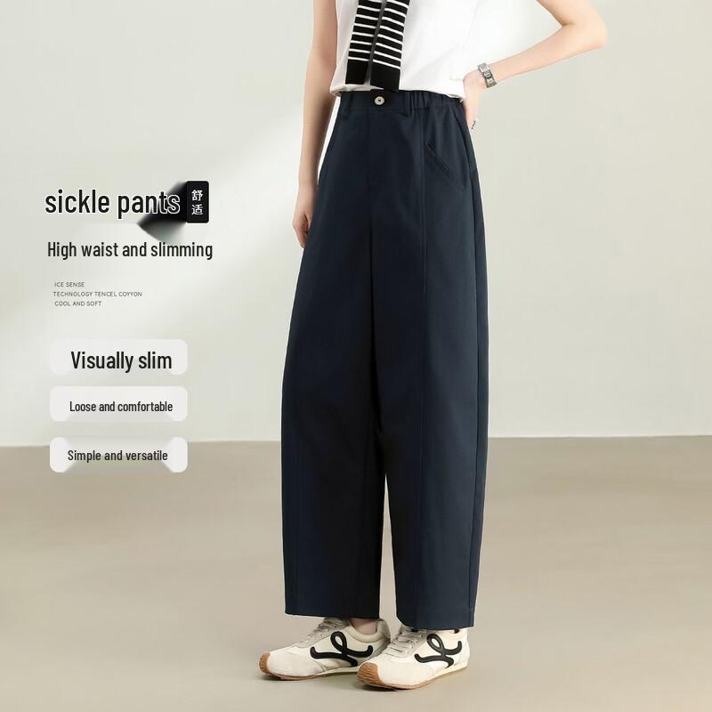 Demana Women s Loose Wide-Leg Cropped Pants L