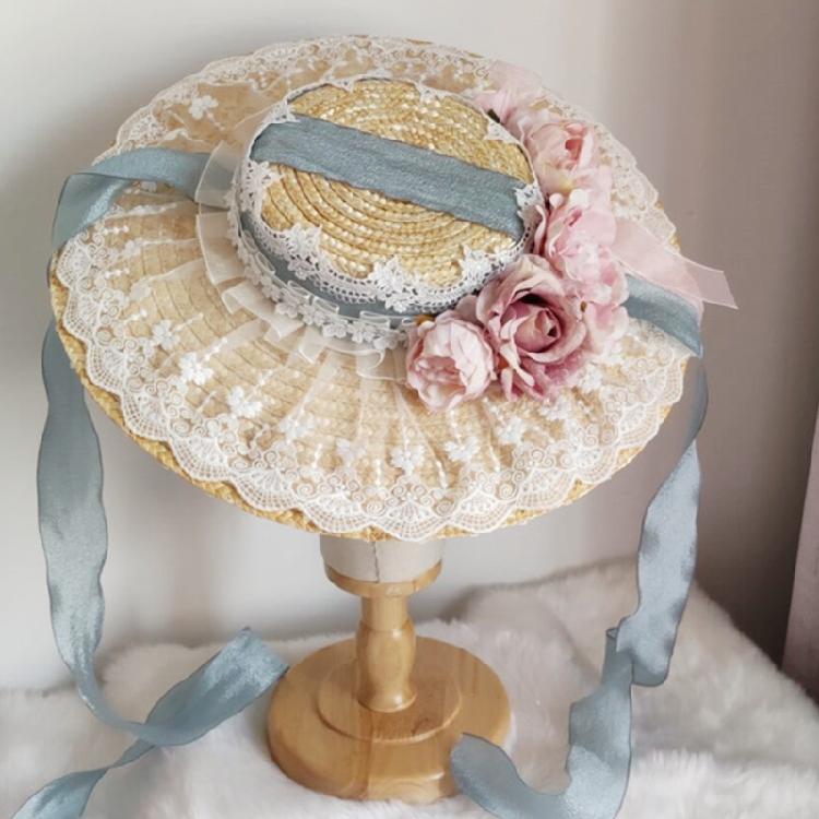 Lolita Headdress Elegant Tea Party Straw Hat Sweet Flower for Sun Hats for Women