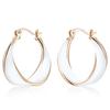 Kinel Fashion Black Enamel Hoop Earrings For Women 585 Rose Gold Girl Party Accessories Wedding Eardrop Jewelry