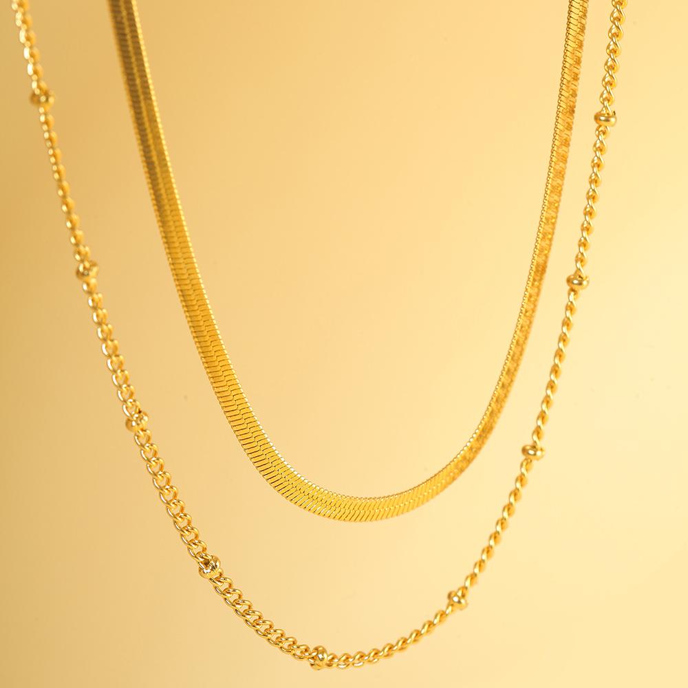 New 2025 Stainless Steel Double Layered Stacking Chain Necklace Women Woman's Choker Jewelry Necklace for Women