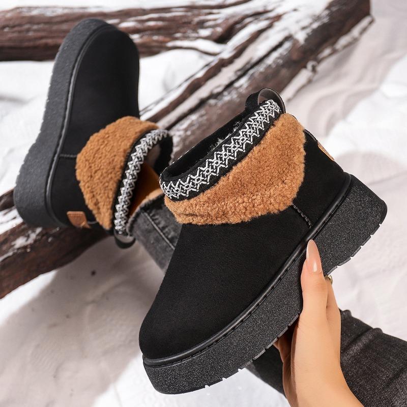 Large-sized Warm Snow Boots for Women, Short and Thick-soled Women's Boots, Cotton Shoes