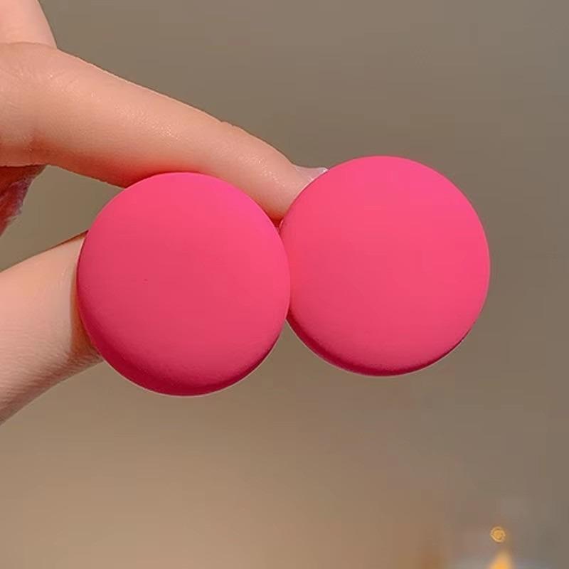 

Серьги-гвоздики полукруглые розово-красные для женщин, милые круглые серьги цвета конфет, для девушек-вечеринок, геометрические модные украшения