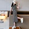 Girls' Summer Striped Polo T-Shirt Dress - New Style for Big Kids