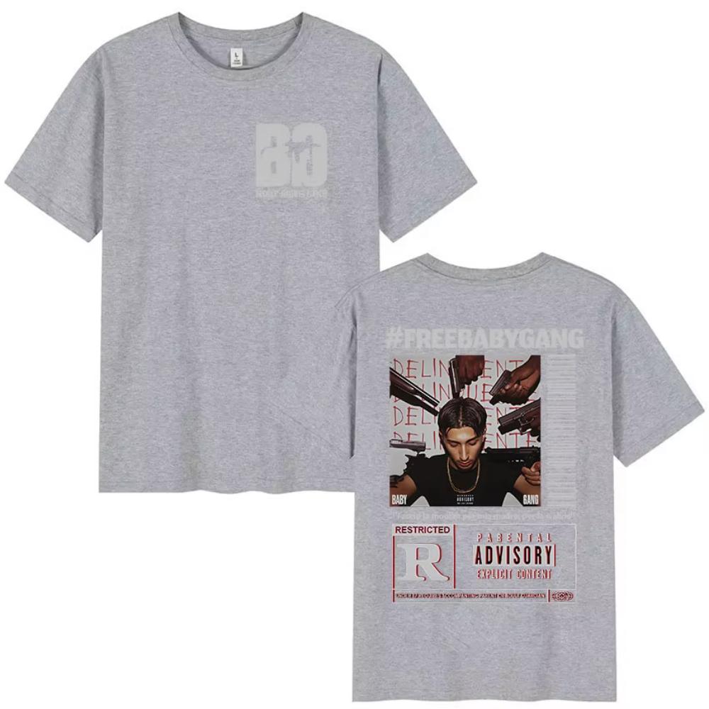 Rappeur Baby Gang 2025 New Album Cover T-shirt Men's Clothing Vintage Oversized T Shirts Fashion Pop Music Short Sleeve T-shirts