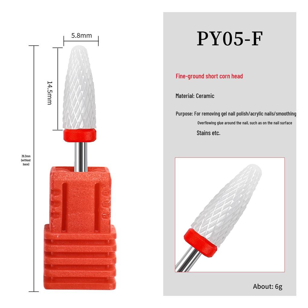 Ceramic Nail Grinding Head - Corn Bullet Rocket Shape for Electric Nail Grinder