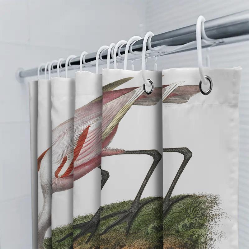 Reddish Spoonbill Shower Curtain Pink Swan Feather Pattern Perfect for Bathrooms Home Decor Roseate Spoonbill Print Waterproof F