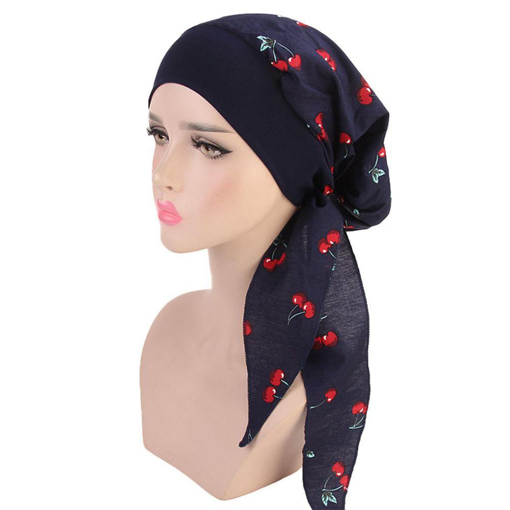 Fashion Pre-Tied Elastic Headwear Muslim Turban Chemo Pirate Cap Hair Loss Hat Cancer Head Scarf