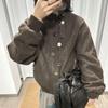American Retro Winter Plus Velvet Warm Jacket with Golden Eagle Fur Collar for Men and Women