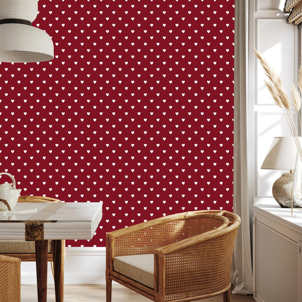 Heart Wallpaper Red, Light Gray and Coral 50x1000